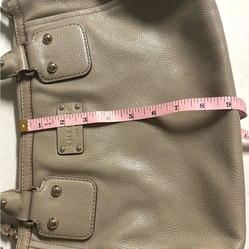 Kate Spade Baxter Street Marian Beige‎ Leather Satchel Purse Flaw Pen Mark C Pic